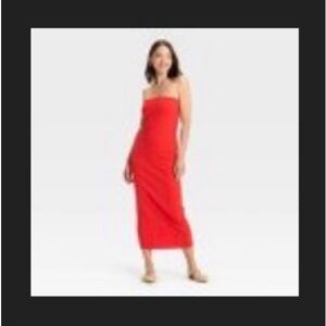 Elegant Red Women's Strapless Dress